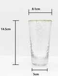 (500 pcs) Highball Hammered Thick Drinking Glass Sets with Gold Rim and Heavy Base