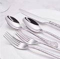 (50 pcs) Premium 18/10 Stainless Steel Vintage Cutlery Baroque Antique Style Hammered Silverware Set for Restaurant Hotel